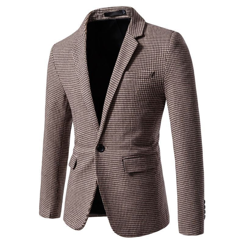 Herren elegante Anzugjacke im klassischen Hahnentritt-Design