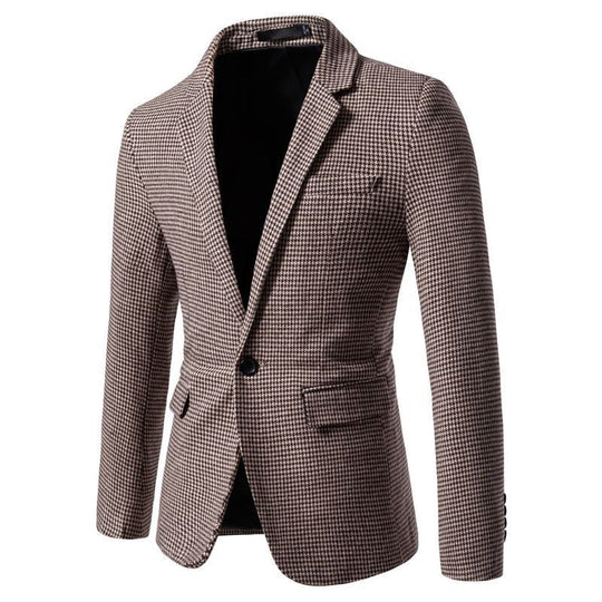 Herren elegante Anzugjacke im klassischen Hahnentritt-Design