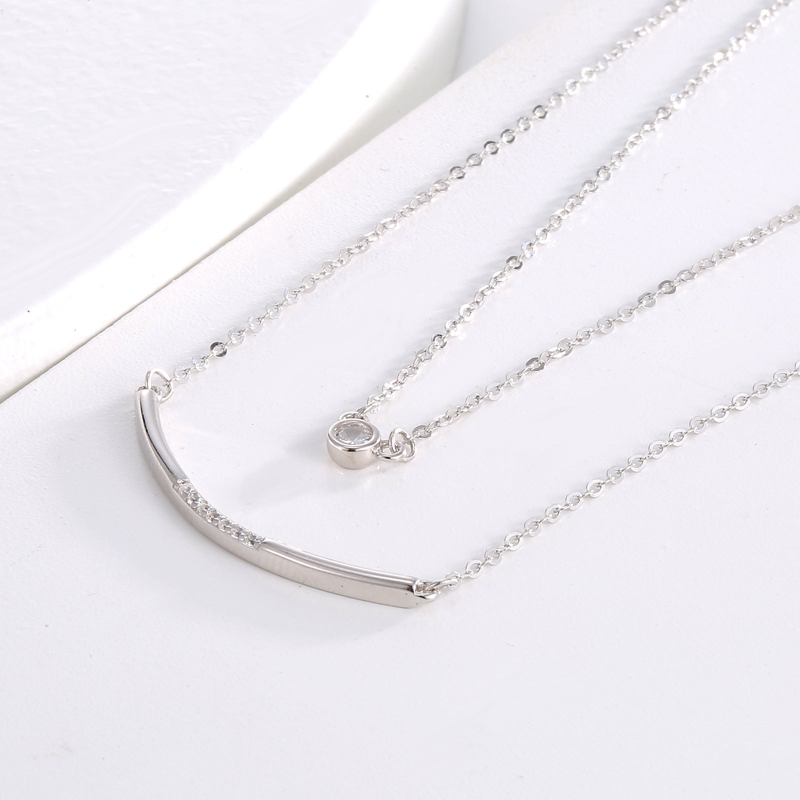 Damen filigrane Doppel-Halskette mit funkelnden Zirkonia-Shop Nory