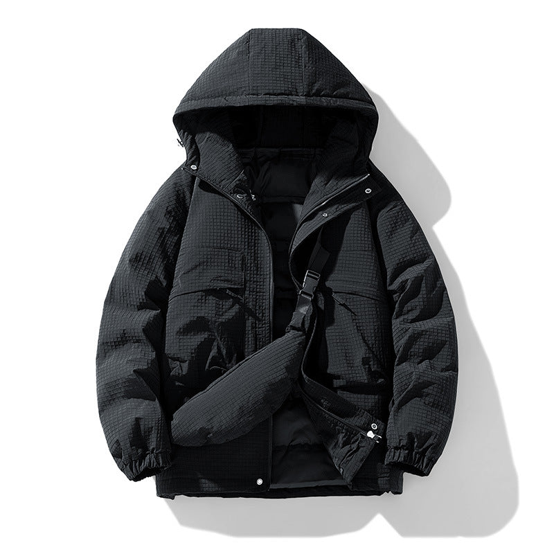 Herren Gepolsterter Ripstop-Parka mit Kapuze Oversize-Schnitt und integrierter Umhängetasche Shop Nory
