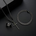 Herren Schmuckset aus robustem Edelstahl mit einzigartigem Kreuzanhänger und stilvollen Details Shop Nory