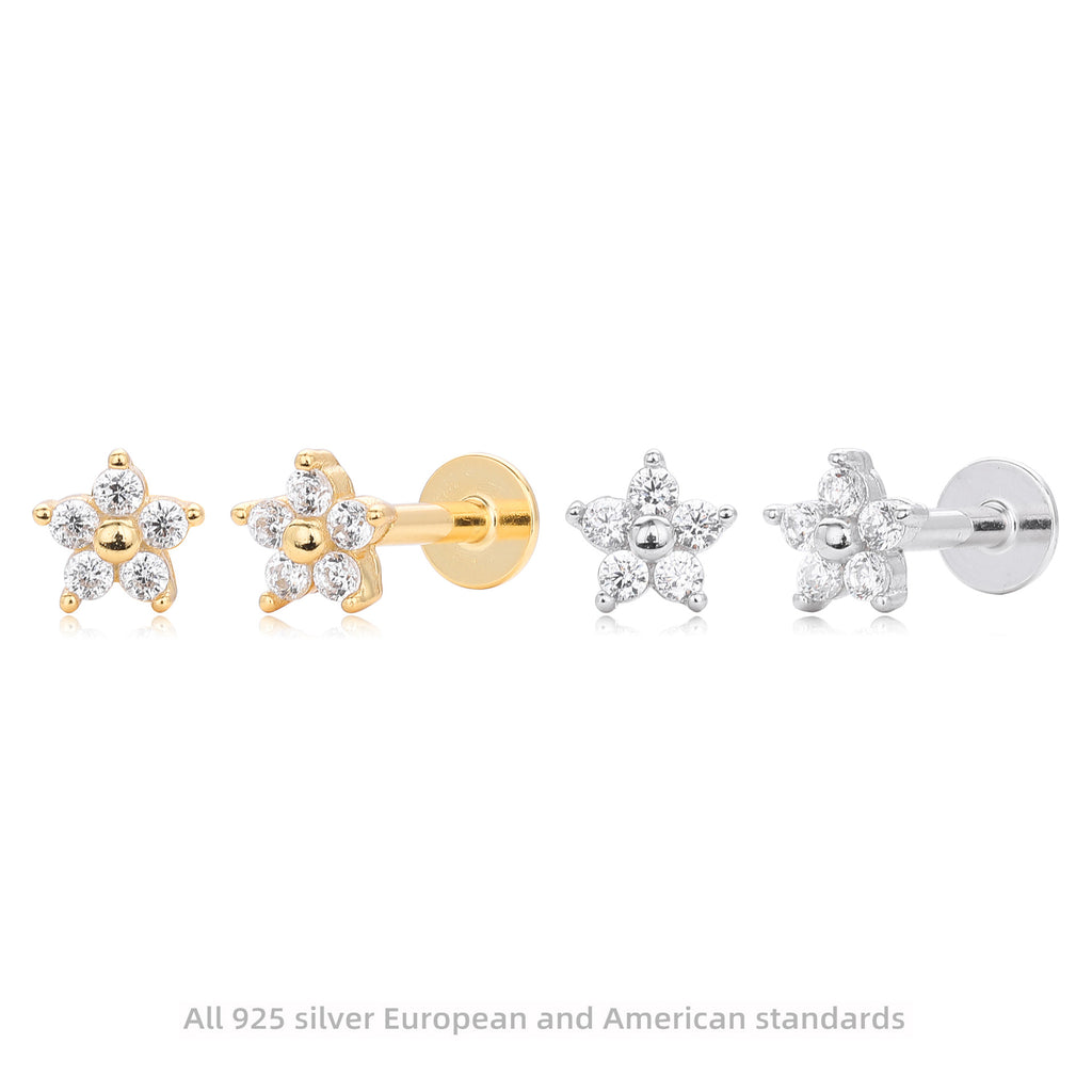 Damen Ohrstecker mit floralem Design aus hochwertigem 925 Sterling Silber und funkelnden Zirkonsteinen Shop Nory