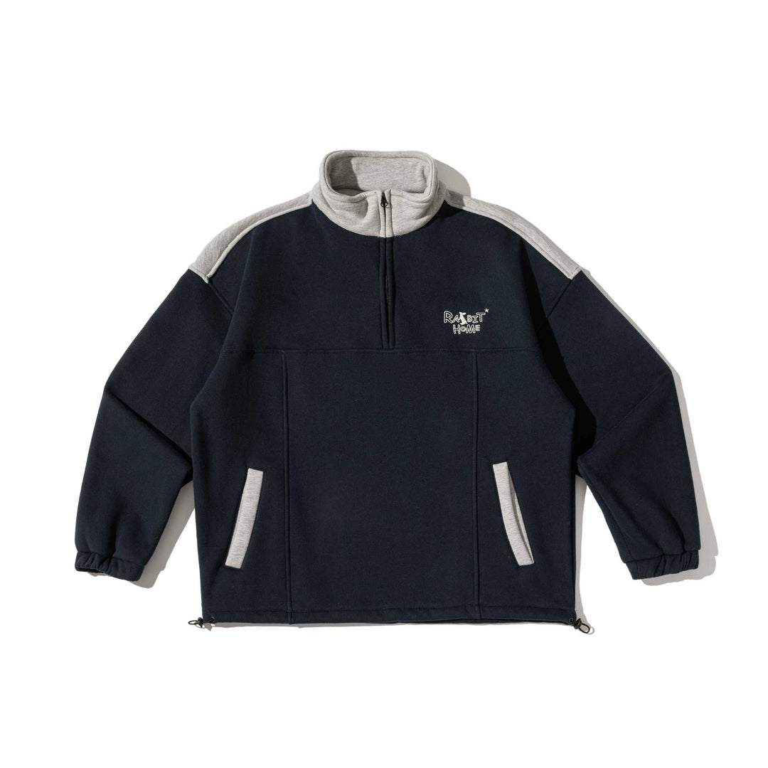 Unisex Halbzip-Sweatshirt im Oversize-Boxy-Schnitt mit hohem Stehkragen und Kängurutasche Shop Nory