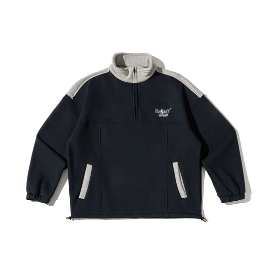 Unisex Halbzip-Sweatshirt im Oversize-Boxy-Schnitt mit hohem Stehkragen und Kängurutasche Shop Nory