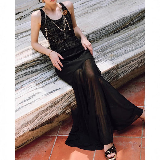 Damen Eleganter Midirock aus zartem Chiffon Shop Nory