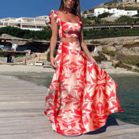 Damen Elegantes Maxikleid mit fließendem Saum und verspieltem Blumenmuster