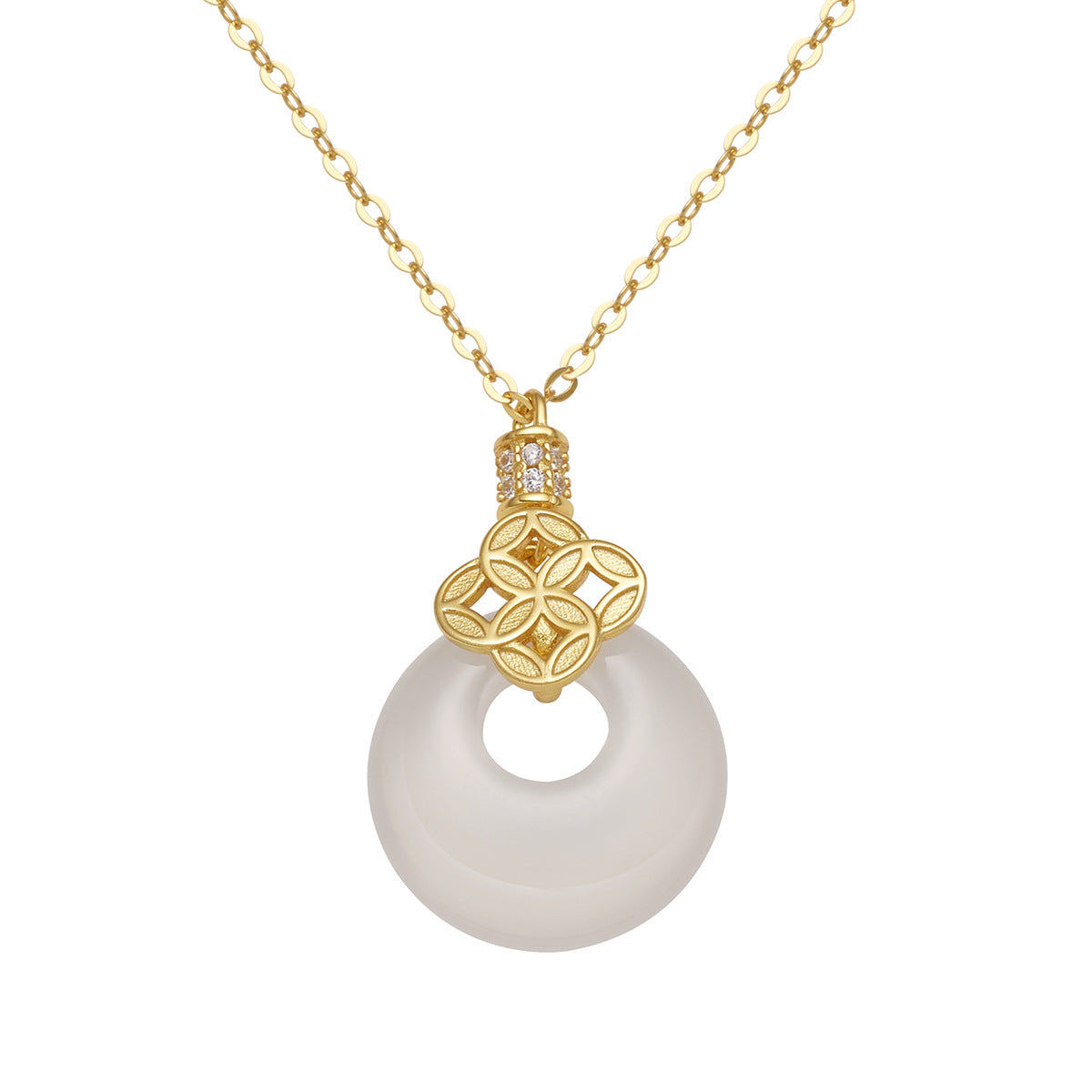 Damen Halskette mit kunstvollem Anhänger aus hochwertigem Halbedelstein und funkelnden Zirkonia Shop Nory
