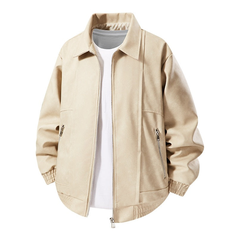 Herren Lässige Kunstlederjacke mit elastischen Bündchen Shop Nory
