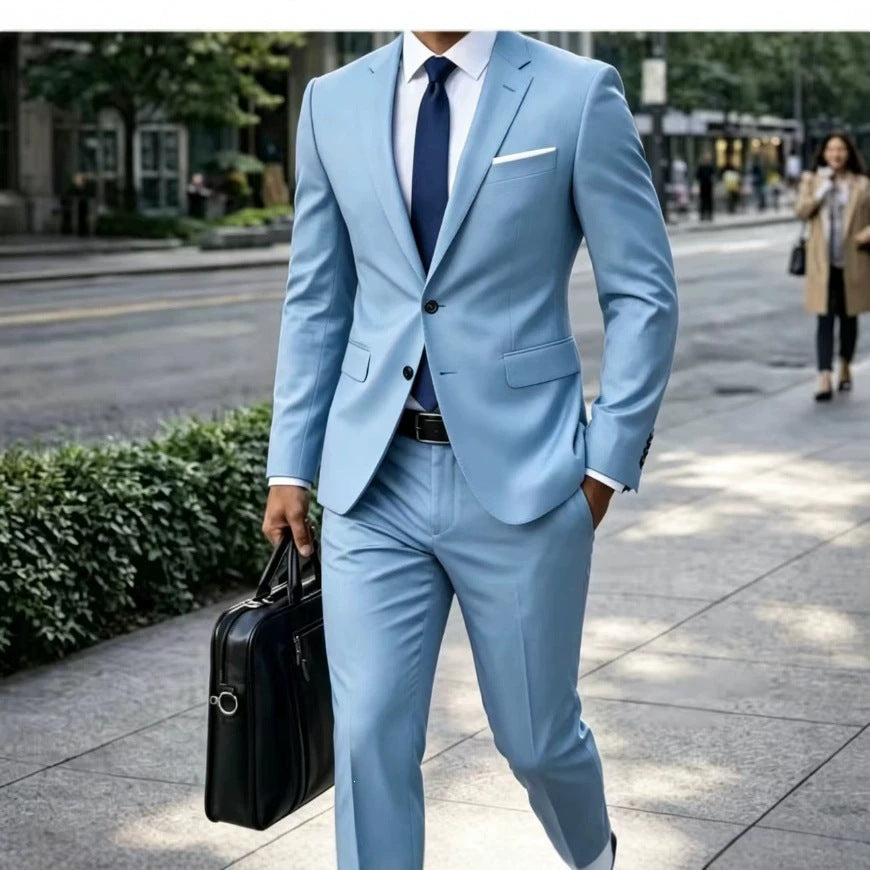 Herren Zweiteiliger Slim-Fit Businessanzug mit tailliertem Revers und schlanker Anzughose Shop Nory