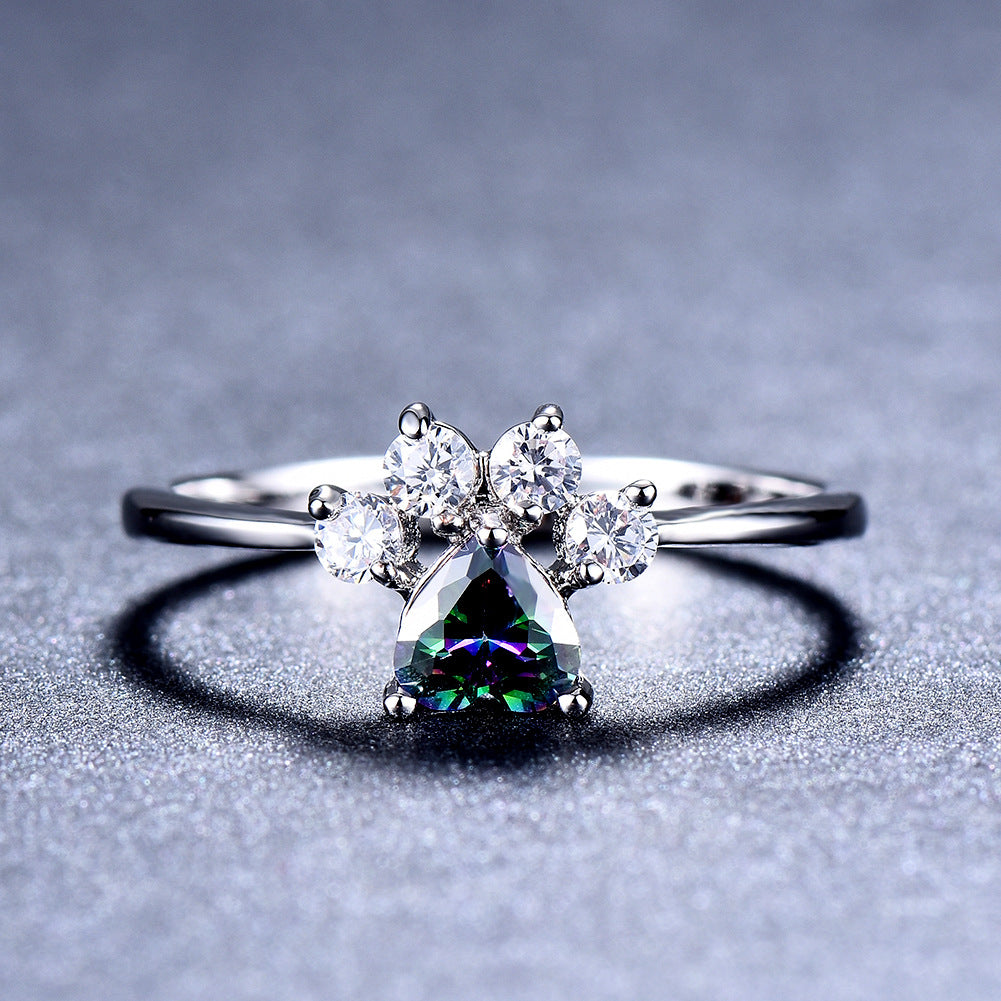 Damen Ring mit hochwertigem opalisierendem Stein und funkelnden Zirkonia-Shop Nory