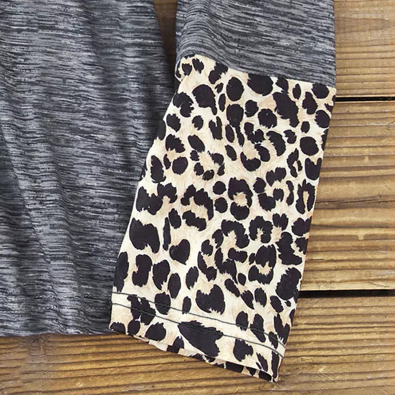 Damen Langarmshirt mit Leo-Einsatz, gerafftem Bund und Knopfblende Shop Nory