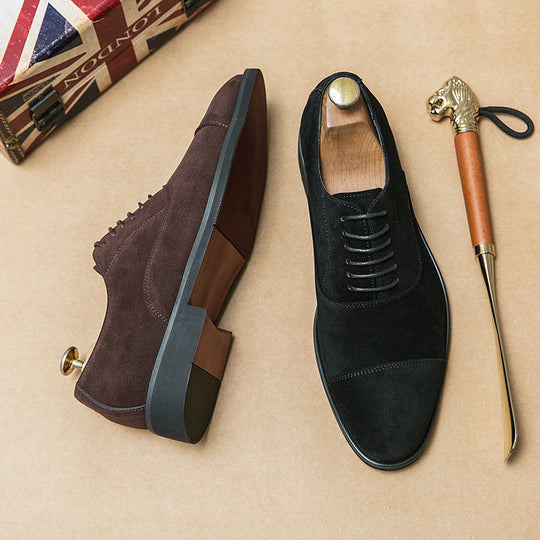 Herren elegante Veloursleder Oxford-Halbschuhe mit Kaptoefen-Detail, gepolstertem Komfortfußbett und rutschfester Gummisohle Shop Nory