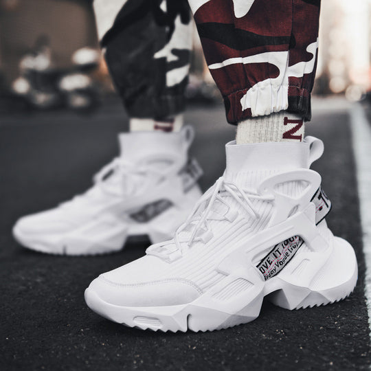 Herren Futuristische High-Top Strick-Sneaker mit Exoskelett-Fersenstütze Shopy Nory