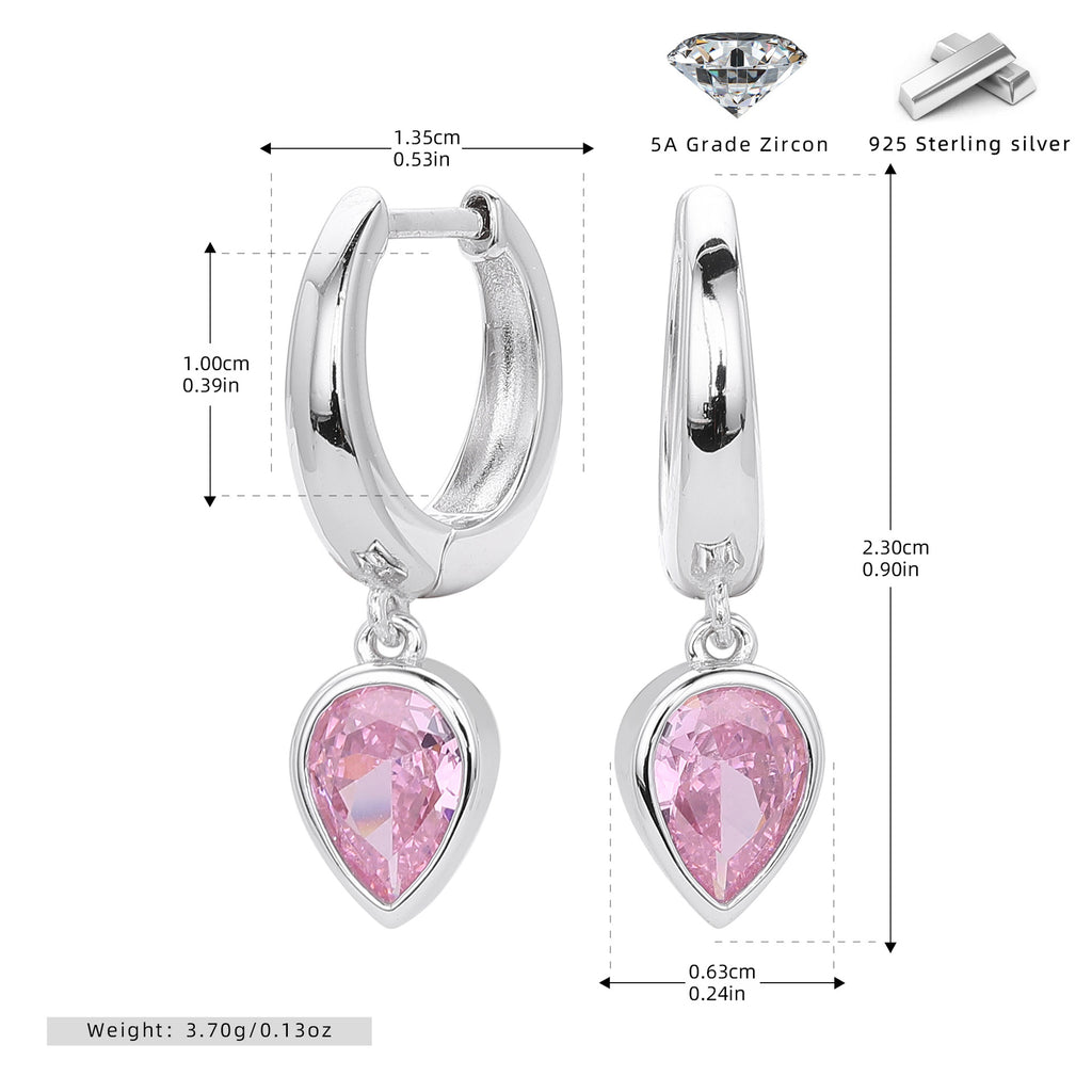Damen Ohrhänger mit tropfenförmigen Zirkonen und hochwertiger 925 Sterling Silberfassung Shop Nory