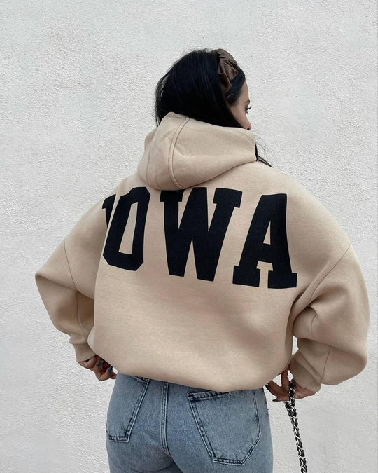 Damen Oversized Cropped Hoodie mit großem Lettering, Kapuze und relaxed Fit Shop Nory