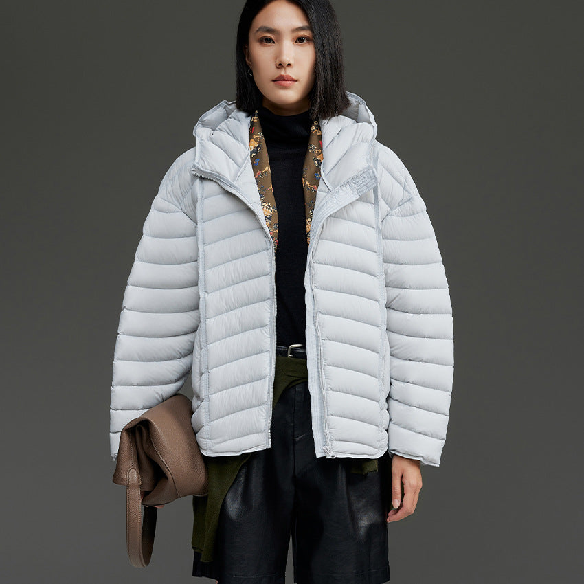 Damen Ultraleichte gesteppte Daunenjacke mit Kapuze und winddichter Außenhülle Shop Nory