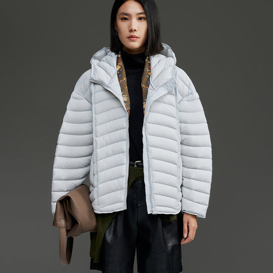 Damen Ultraleichte gesteppte Daunenjacke mit Kapuze und winddichter Außenhülle Shop Nory
