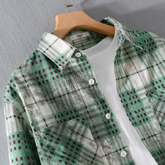 Herren kariertes Flanellhemd mit aufgesetzten Brusttaschen und relaxed Fit Shop Nory