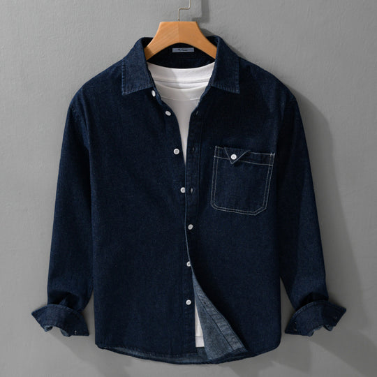 Herren Denim-Overshirt im Hemdjacken-Stil mit aufgesetzter Brusttasche und Relaxed-Fit Shop Nory