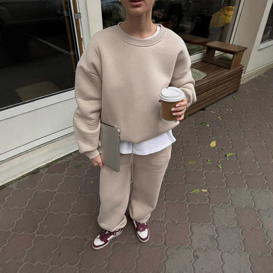 Damen Oversize-Sweatshirt und High-Waist Lounge-Jogginghose Set aus brushed Baumwollmix Shop Nory