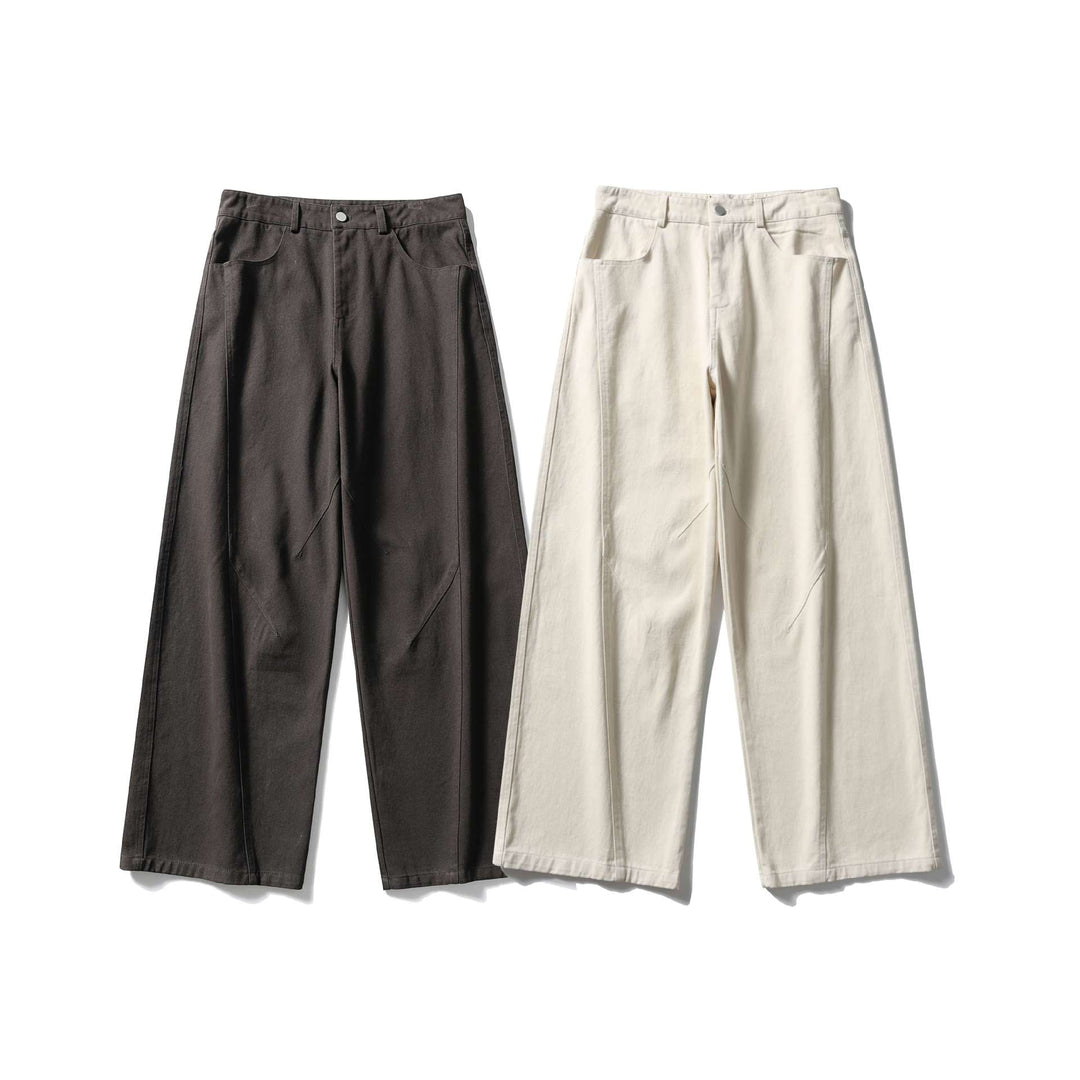 Damen Hochtaillierte weite Culotte‑Hose aus Baumwoll‑Twill mit Ziersteilnähten Shop Nory