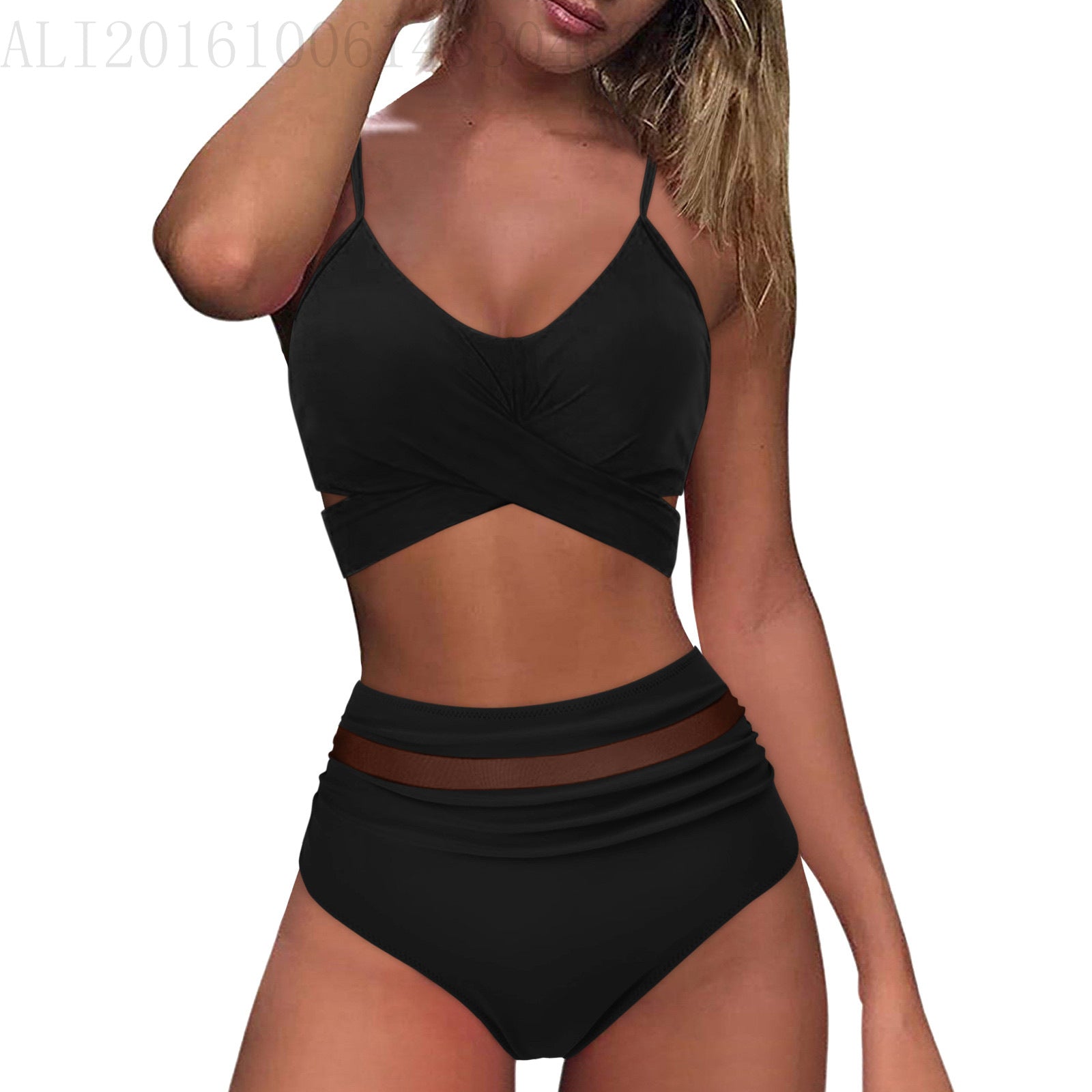 Damen High-Waist Bikini Set mit modischem Wickel-Oberteil