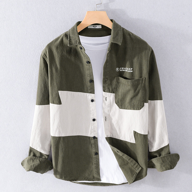 Herren Farbblock-Overshirt aus Baumwollmix mit Brusttasche und Relaxed-Fit Shop Nory
