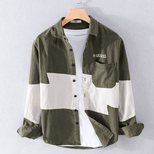 Herren Farbblock-Overshirt aus Baumwollmix mit Brusttasche und Relaxed-Fit Shop Nory