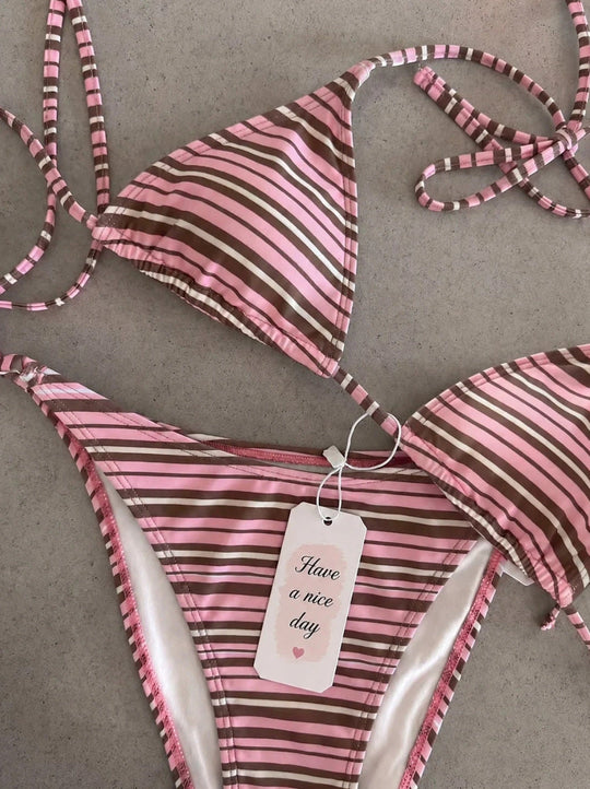 Damen Triangel-Bikini mit klassischem Punktmuster Shopnory
