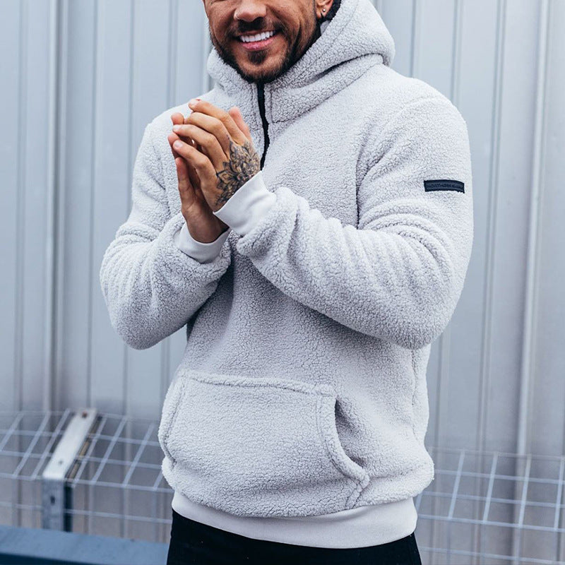 Herren nan sportiver Teddyfleece-Hoodie mit schmaler Passform und Kängurutasche Shop Nory