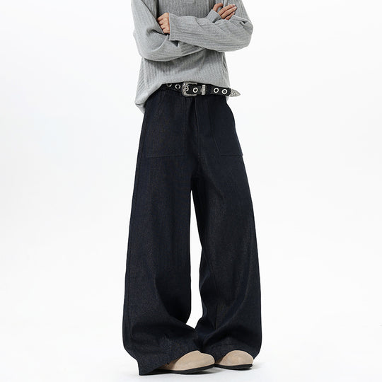 Damen Weite High Waist Denimhose mit extra weitem Bein und aufgesetzten Vordertaschen Shop Nory