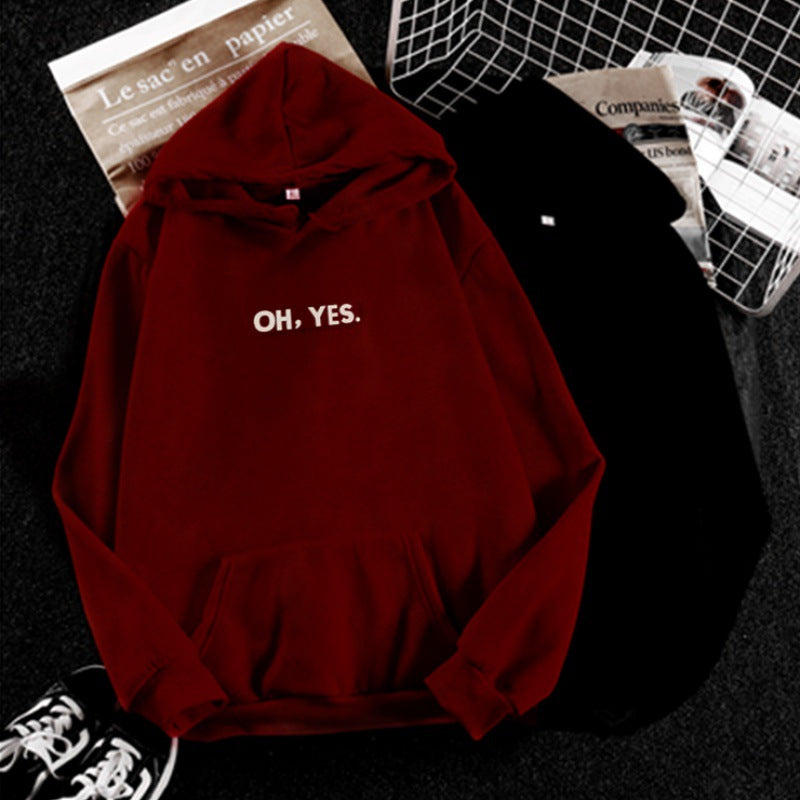 Damen nan Kapuzenpullover mit weichem Innenfutter, Kängurutasche und dezentem Frontprint Shop Nory