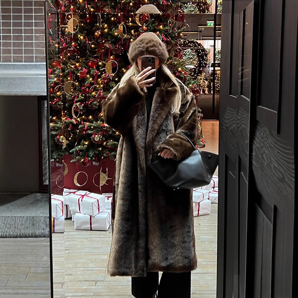 Damen Luxuriöser langer Kunstpelz-Mantel mit Oversize-Schnitt und wärmender Fütterung Shop Nory