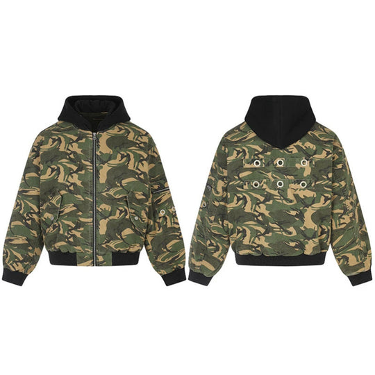 Damen Oversize-Utility Bomberjacke mit Kapuze, Reißverschluss-Front und Ärmel‑Tasche Shop Nory