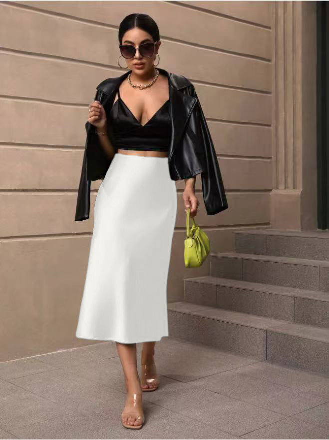 Damen Satin Rock mit schwingendem Saum und elegantem Schnitt