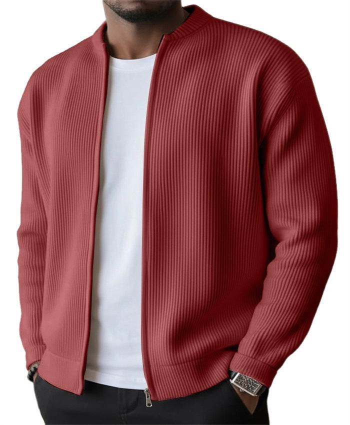 Herren Rippstrick Bomber Cardigan mit vollem Reißverschluss EB