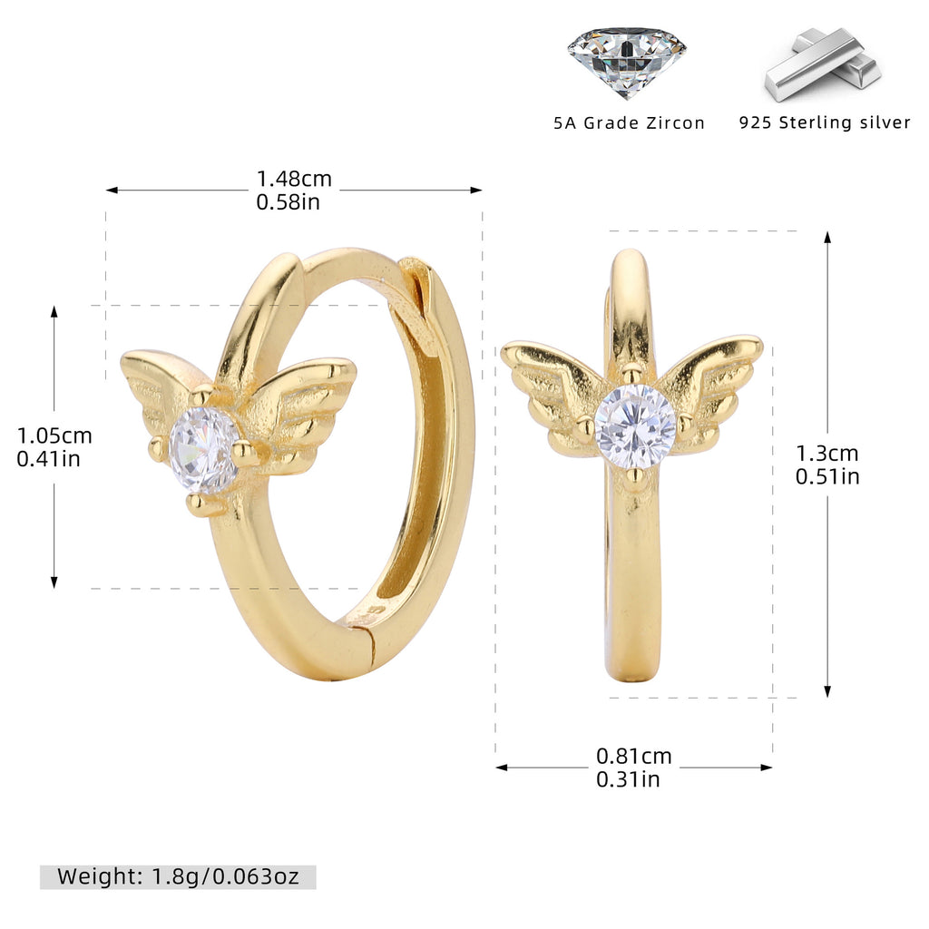 Damen Ohrhänger mit stilvollem Flügel-Design aus 925 Sterling Silber und funkelndem Zirkon Shop Nory