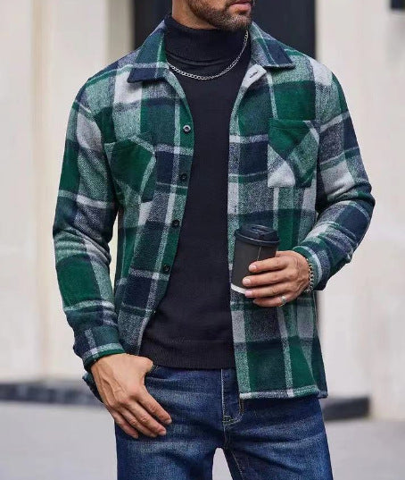 Herren lässige Karomuster Hemdjacke