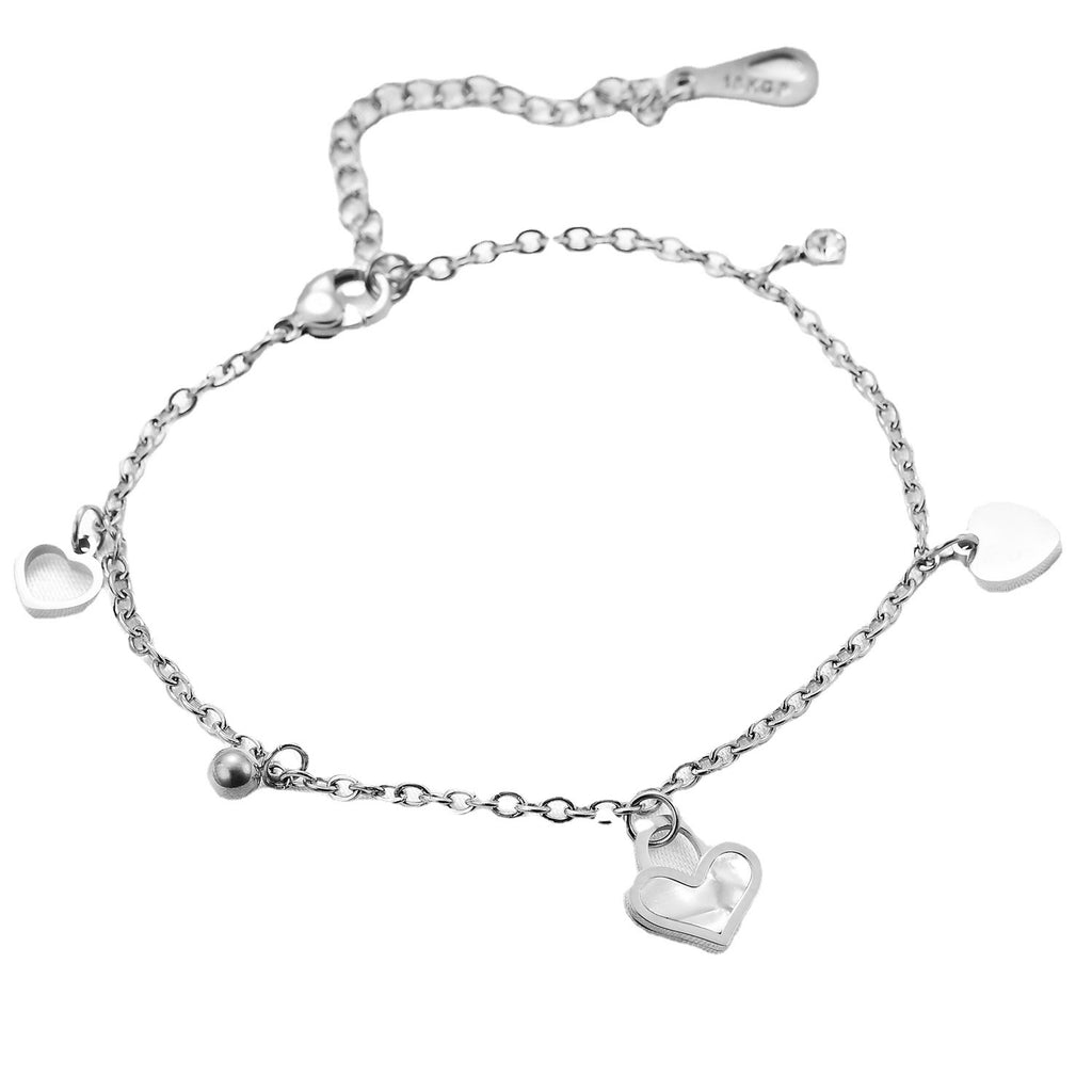 Damen Armband mit herzförmigen Anhängern und funkelnden Zirkonia Shop Nory