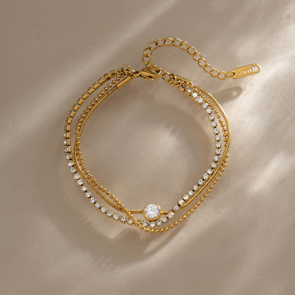 Damen Armband mit funkelnden Zirkonia und hypoallergenen Edelstahl-Elementen Shop Nory