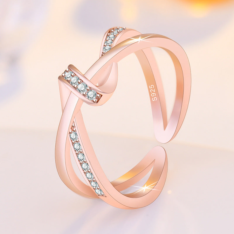 Damen Offener Ring mit kunstvollem Zirkonia-Besatz Shop Nory