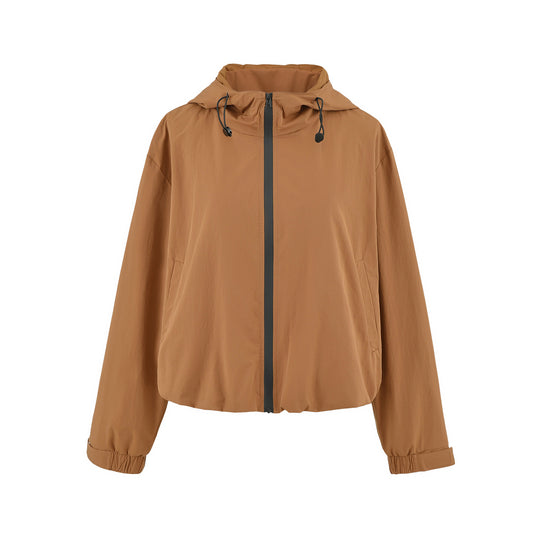 Damen Cropped Übergangsjacke mit Kapuze, Tunnelzug und elastischem Saum Shop Nory