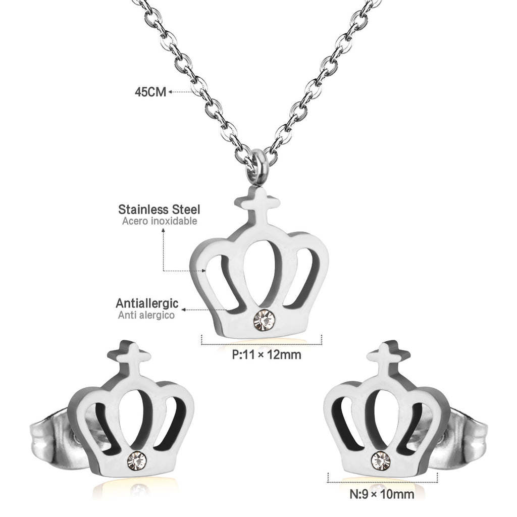 Damen Schmuckset mit Krone-Anhänger und Ohrsteckern Shop Nory