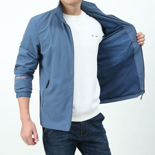 Herren Leichter Windbreaker Blouson mit Stehkragen Reißverschluss‑Taschen und elastischen Bündchen Shop Nory