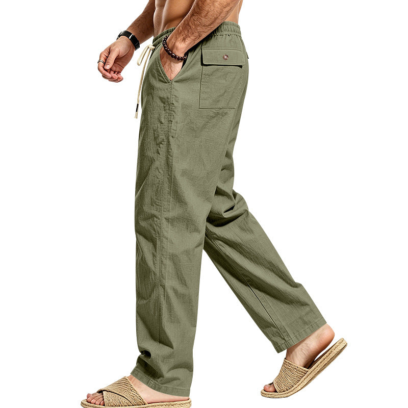 Herren Leichte Relax-Hose mit elastischem Bund, Kordelzug und aufgesetzter Cargotasche Shop Nory