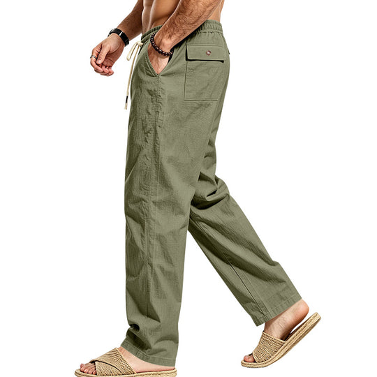 Herren Leichte Relax-Hose mit elastischem Bund, Kordelzug und aufgesetzter Cargotasche Shop Nory