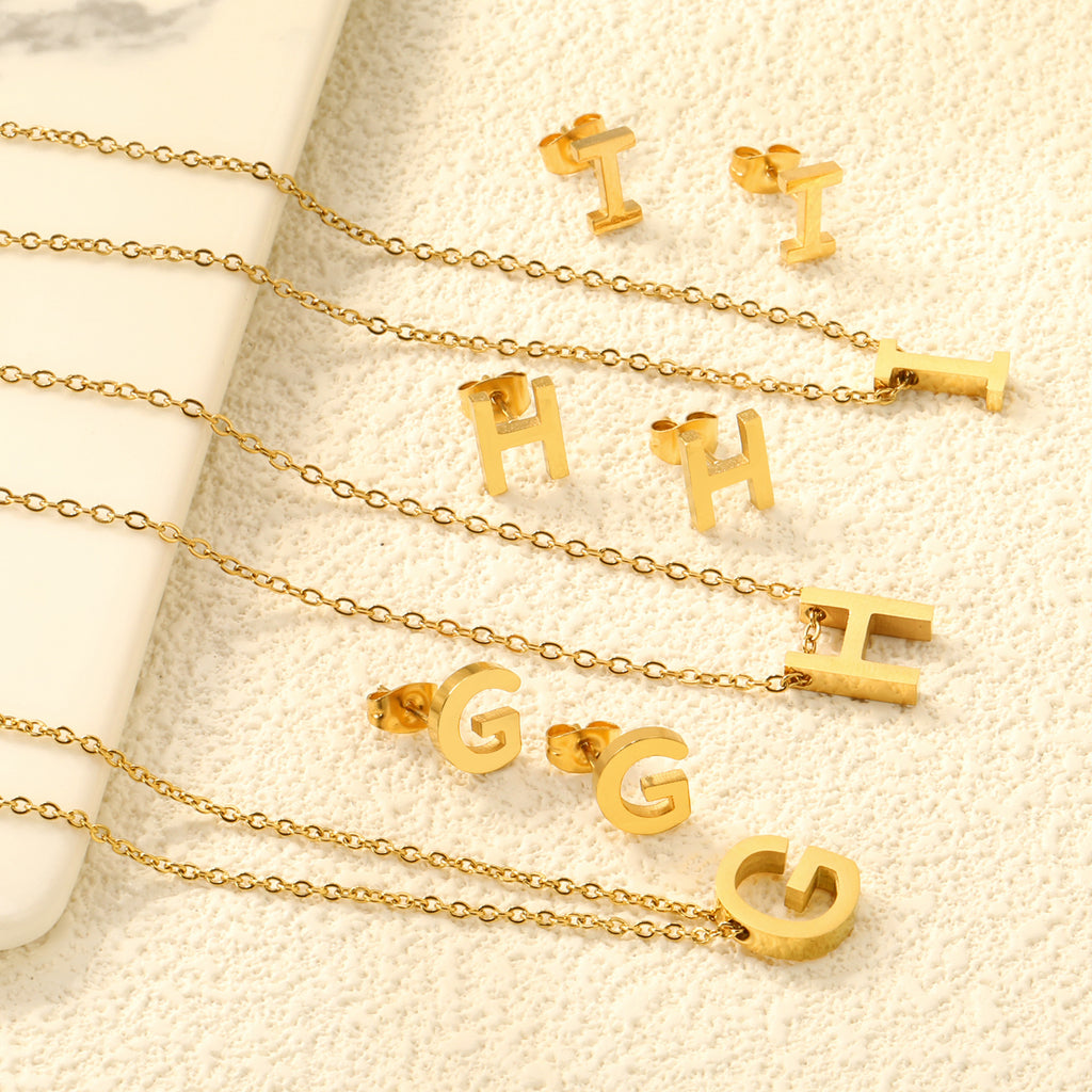 Damen Schmuckset mit K-Anhänger und passenden Ohrsteckern Shop Nory