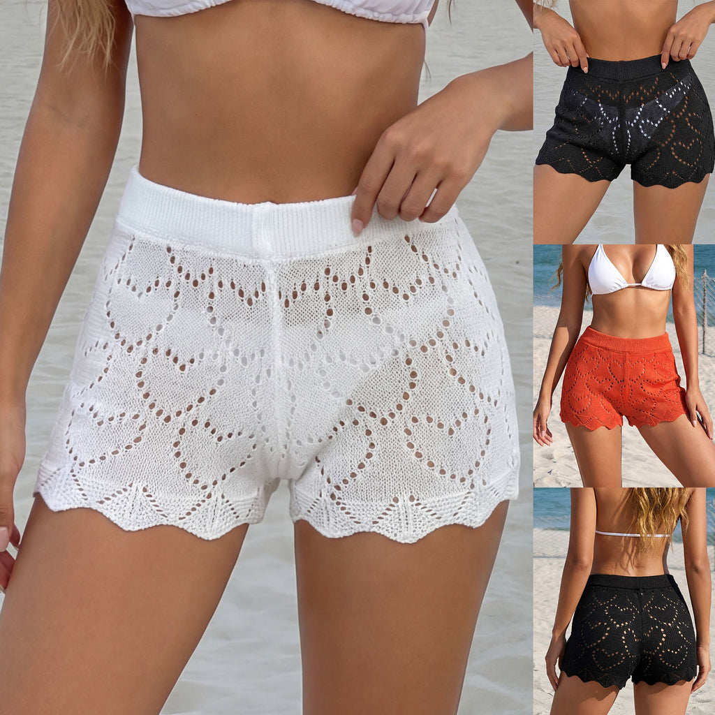 Damen luftige Häkelshorts mit Herzen