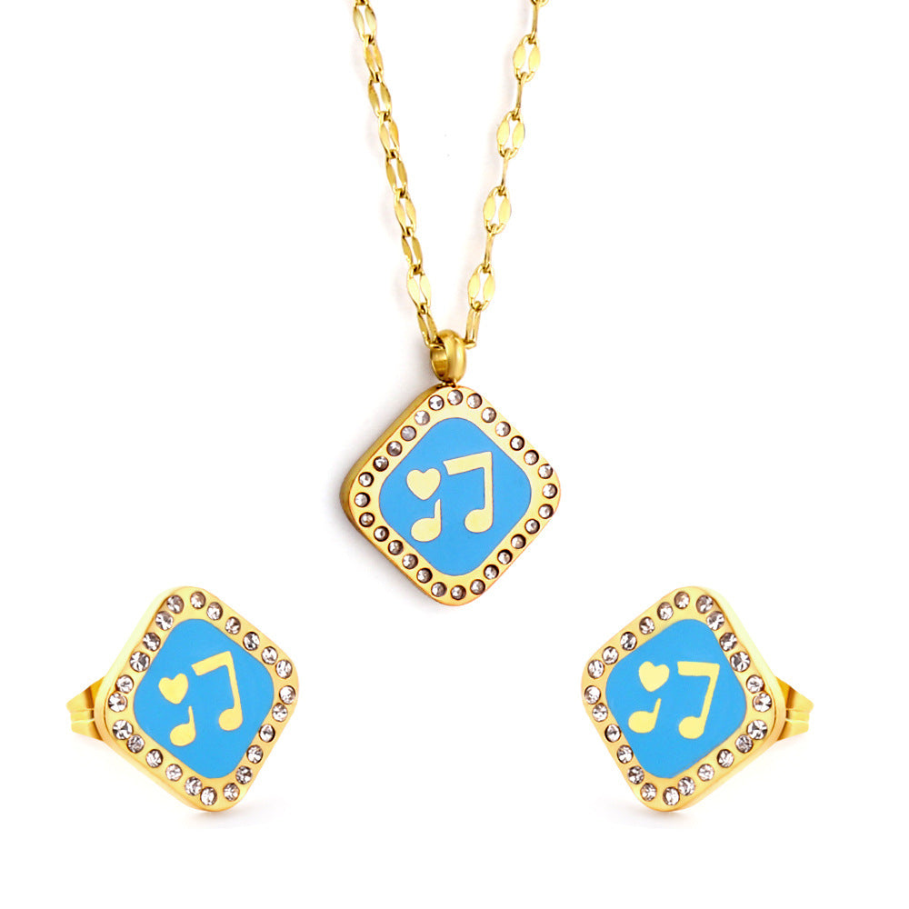 Damen Edelstahl Schmuckset mit quadratischem Anhänger und passenden Ohrringen Shop Nory