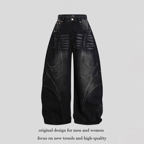 Damen Weite Hochtaillierte Ballon-Jeans mit markanten Panelnähten Shop Nory